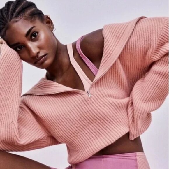 For Love And Lemons Sweaters - For Love & Lemon Ryan Half Zip Cropped Sweater
